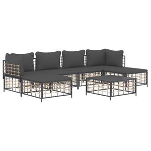 vidaXL 7-delige Loungeset met kussens poly rattan antracietkleurig