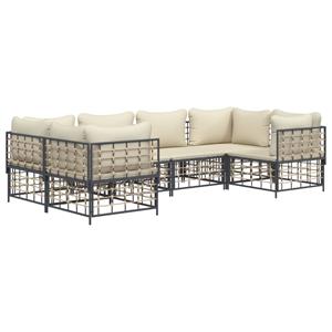 vidaXL 6-delige Loungeset met kussens poly rattan antracietkleurig