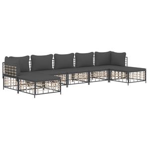 vidaXL 7-delige Loungeset met kussens poly rattan antracietkleurig