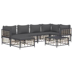 vidaXL 7-delige Loungeset met kussens poly rattan antracietkleurig