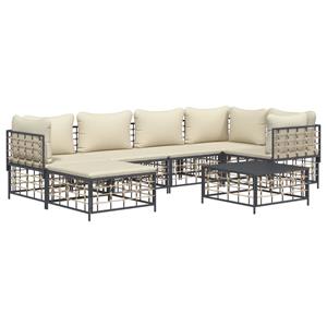 vidaXL 7-delige Loungeset met kussens poly rattan antracietkleurig