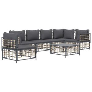 vidaXL 7-delige Loungeset met kussens poly rattan antracietkleurig