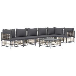 vidaXL 7-delige Loungeset met kussens poly rattan antracietkleurig