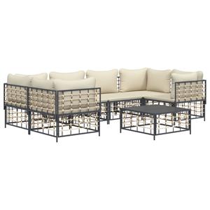 vidaXL 7-delige Loungeset met kussens poly rattan antracietkleurig