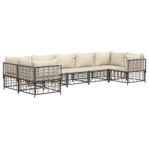 vidaXL 7-delige Loungeset met kussens poly rattan antracietkleurig