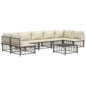 vidaXL 8-delige Loungeset met kussens poly rattan antracietkleurig