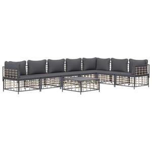 vidaXL 8-delige Loungeset met kussens poly rattan antracietkleurig