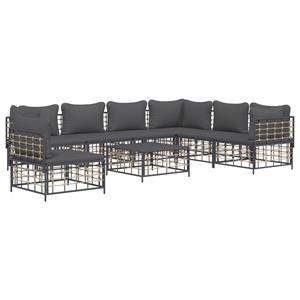 vidaXL 8-delige Loungeset met kussens poly rattan antracietkleurig