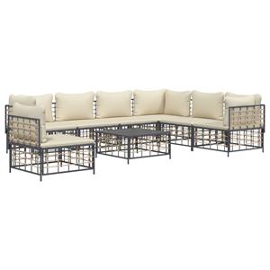 vidaXL 8-delige Loungeset met kussens poly rattan antracietkleurig