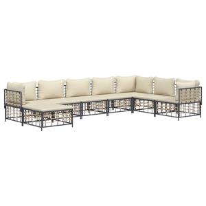 vidaXL 8-delige Loungeset met kussens poly rattan antracietkleurig