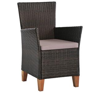 vidaXL Tuinstoelen 2 st met kussens poly rattan bruin