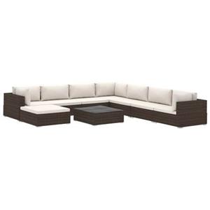 VIDAXL 9-tlg. Garten-lounge-set Mit Auflagen Poly Rattan Braun