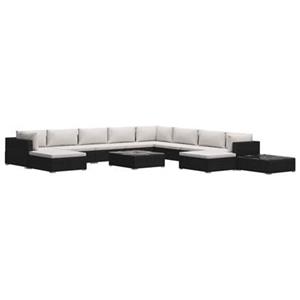 VIDAXL 12-tlg. Garten-lounge-set Mit Auflagen Poly Rattan Schwarz