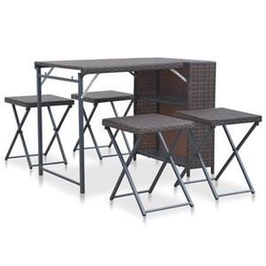 VIDAXL 5-tlg. Garten-essgruppe Klappbar Poly Rattan Braun