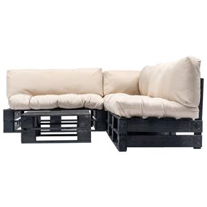 vidaXL Gartenlounge-Set 4-tlg. Garten-Paletten-Sofagarnitur Sandfarbige Kissen Holz, (4-tlg)