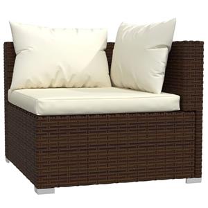 vidaXL 6-delige Loungeset met kussens poly rattan bruin