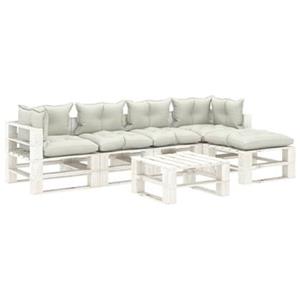 VIDAXL 6-tlg. Garten-lounge-set Paletten Mit Beigen Kissen Holz