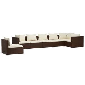 VidaXL 7-delige Loungeset met kussens poly rattan bruin