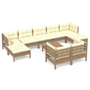 VIDAXL 10-tlg. Garten-lounge-set Mit Kissen Honigbraun Kiefernholz