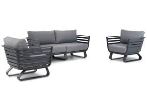 Santika Furniture Santika Sovita stoel-bank loungeset 3-delig antraciet