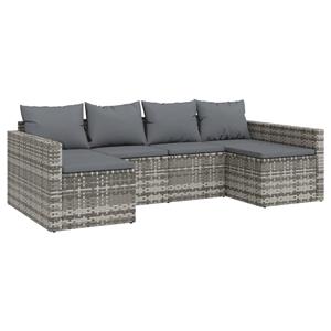 vidaXL 2-delige Loungeset met kussens poly rattan grijs