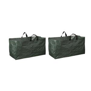 Merkloos 2x Groene kofferbak afvalzakken opvouwbaar 225 liter -
