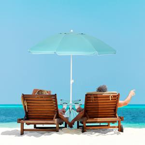 Costway 2 m Hoher Strandschirm mit Tisch & Sandsack Tragbarer Sonnenschirm Blau
