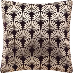 CASA DI ELTURO Velvet Sierkussen Pauw – Donker Paars/Zwart – 40 x 40 cm