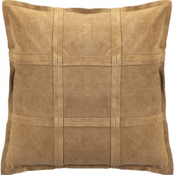 PTMD Collection PTMD Cobie Camel suede leather cushion square S