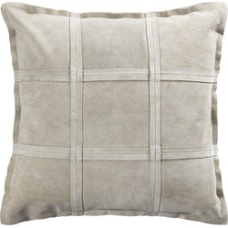 PTMD Collection PTMD Cobie Taupe suede leather cushion square S