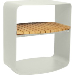 Mindo 109 Salontafel Outdoor - Lichtgrijs Aluminium - Teakhout Blad