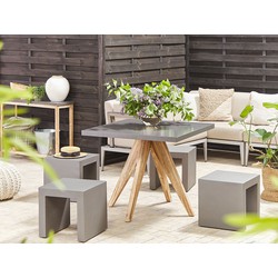 Beliani - Gartenset Tisch 200x100 cm 8 Hocker Betonplatte Akazienholz Rustikal grau Olbia - Grau