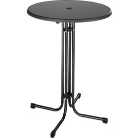 Hoge tafel Quickstep met parasolopening, desinfectiemiddelbestendig, Ø 850 x H 1100 mm, antraciet