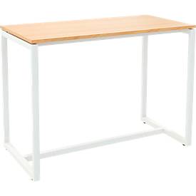 Paperflow sta-tafel Easy Desk, van metaal, met stelschroeven op vloerniveau, H 1100 mm, bestand tegen desinfectiemiddelen, beuken/wit