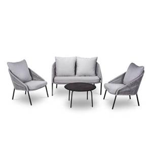 Denza Furniture Natal stoel-bank loungeset 4-delig | touw + aluminium