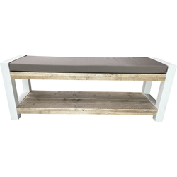 Wood4you  Tuinbank - London - 120Lx40Hx38D cm wit - incl taupe kussen