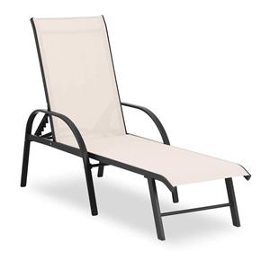 Uniprodo ligstoel - beige - aluminium frame - verstelbare rugleuning