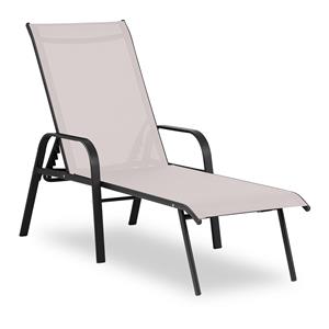 Uniprodo ligstoel - beige - stalen frame - verstelbare rugleuning