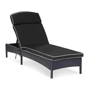 Uniprodo ligstoel - zwart - rotan - verstelbare rugleuning