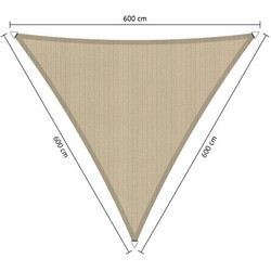 Shadow Comfort Compleet pakket:  driekhoek 6x6x6m Neutral Sand met RVS Bevestegingsset en buitendoek reiniger