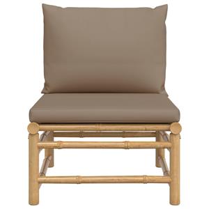 Vidaxl Garten-mittelsofa Mit Taupe Kissen Bambus