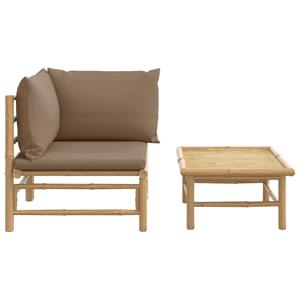 VidaXL 2-delige Loungeset Met Kussens Bamboe Taupe