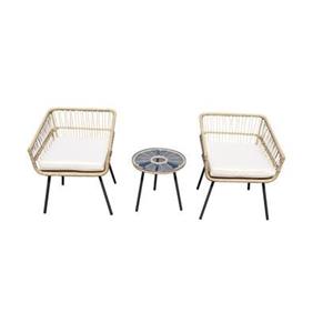 Giga Meubel Tuinset Rattan - 2 Stoelen & 1 Tafel - Incl. Kussen