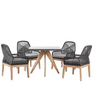 Beliani - Gartenset Tisch 90x90 cm 4 Stühle grau Faserzement Akazienholz Rustikal Olbia - Grau