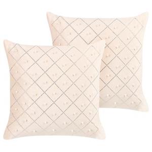 Beliani YARROW Set van 2 kussens Beige