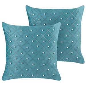 Beliani YARROW Set van 2 kussens Blauw