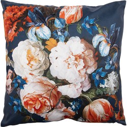 Clayre & Eef Sierkussen 45x45 cm Blauw Oranje Polyester Bloemen Sierkussenhoes