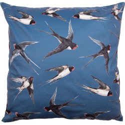 Clayre & Eef Kussenhoes 45x45 cm Blauw Wit Polyester Vogels Sierkussenhoes