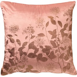 Dutch Decor ROSALIE - Sierkussen velvet 45x45 cm - Muted Clay - roze - bloemen en blaadjes - 
