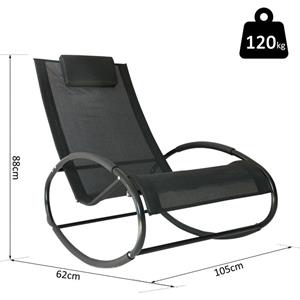 Outsunny Schommelstoel schommelbank lounger schommelstoel met hoofdkussen aluminium tot 120 kg
